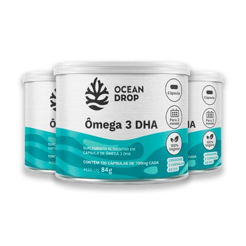 Kit 3 Ômega 3 DHA Vegano Ocean Drop 120 Cápsulas Kit 3 Ômega 3 DHA Vegano Ocean Drop 120 Cápsulas