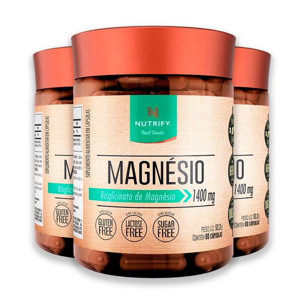 Kit 3 Magnésio Nutrify 60 Cápsulas