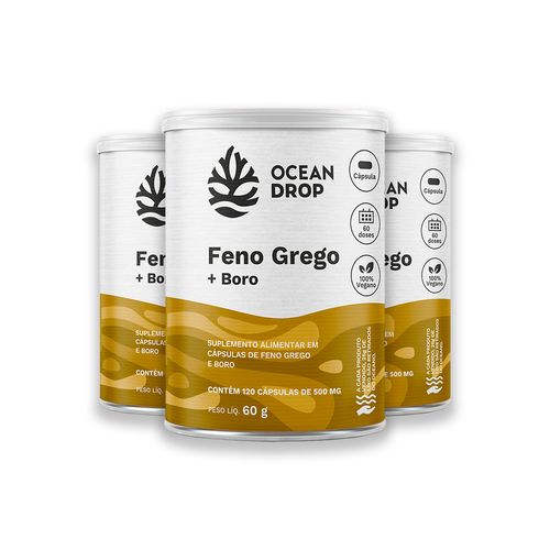 Kit 3 Feno Grego e Boro Ocean Drop 120 Cápsulas Kit 3 Feno Grego e Boro Ocean Drop 120 Cápsulas
