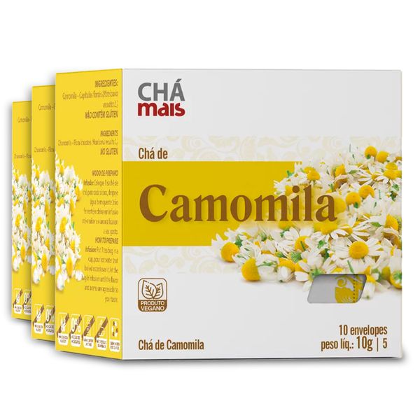 Kit 3 Chá Camomila CháMais 10 Sachês 10g