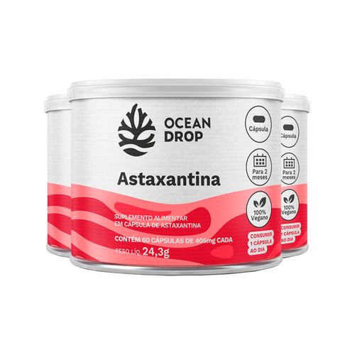 Kit 3 Astaxantina Ocean Drop 60 cápsulas