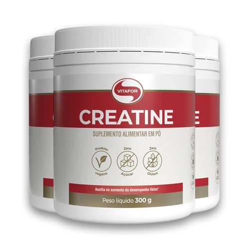 Kit 3 Creatina Monohidratada Creatine Vitafor 300g Kit 3 Creatina Monohidratada Creatine Vitafor 300g