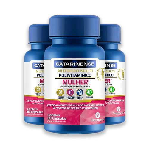 Kit 3 Multipolivitamínico Mulher Catarinense 60 Cápsulas Kit 3 Multipolivitamínico Mulher Catarinense 60 Cápsulas