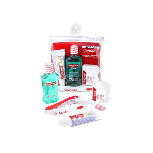 Kit Colgate Viagem Plax 60ml Escova Portátil Fita Dental Creme Dental Kit Colgate Viagem Plax 60ml Escova Portátil Fita Dental Creme Dental