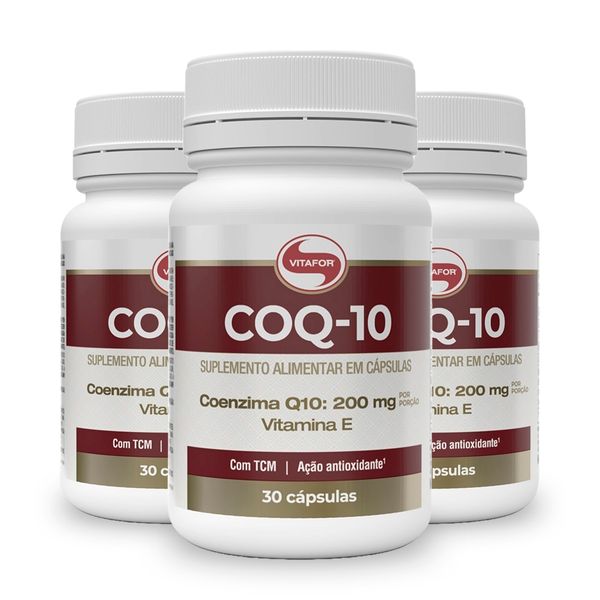 Kit 3 Coenzima Q10 200mg Vitafor 30 Cápsulas
