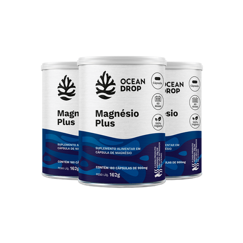 Kit 3 Magnésio Plus Ocean Drop Vegano 180 Cápsulas Kit 3 Magnésio Plus Ocean Drop Vegano 180 Cápsulas