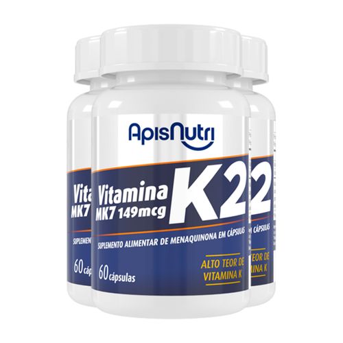 Kit 3 Vitamina K2 Apisnutri 60 cápsulas Kit 3 Vitamina K2 Apisnutri 60 cápsulas