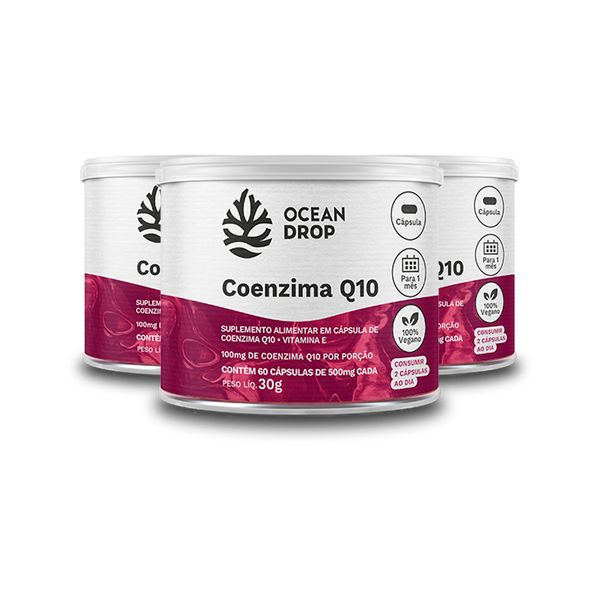 Kit 3 Coenzima Q10 + Vitamina E Ocean Drop 60 Cápsulas