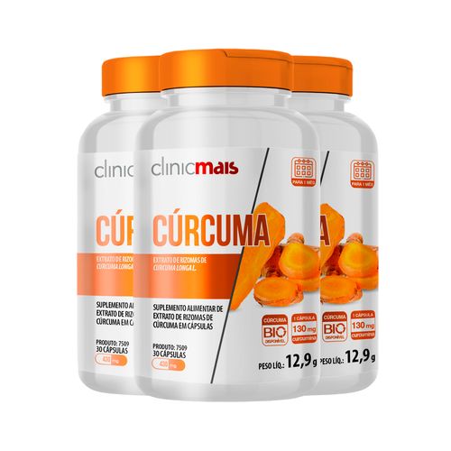 Kit 3 Cúrcuma ClinicMais 30 Cápsulas