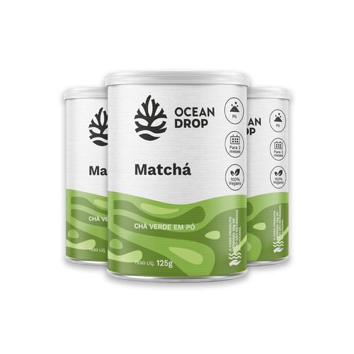 Kit 3 Matchá em pó Chá Verde Ocean Drop Vegano 125g Kit 3 Matchá em pó Chá Verde Ocean Drop Vegano 125g