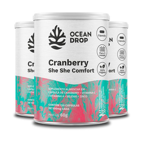 Kit 3 Cranberry She She Comfort Ocean Drop 120 Cápsulas