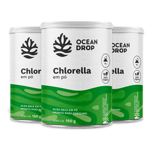Kit 3 Chlorella Ocean Drop 150g Vegano Kit 3 Chlorella Ocean Drop 150g Vegano