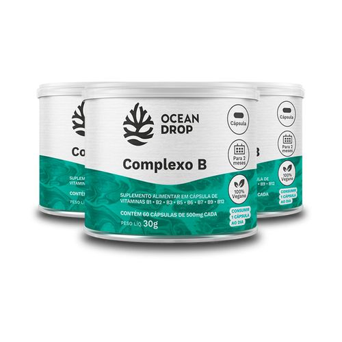 Kit 3 Complexo B Ocean Drop Vegano 60 Cápsulas