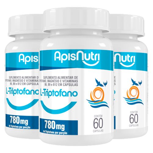Kit 3 L-Triptofano Apisnutri 780mg 60 Cápsulas Kit 3 L-Triptofano Apisnutri 780mg 60 Cápsulas