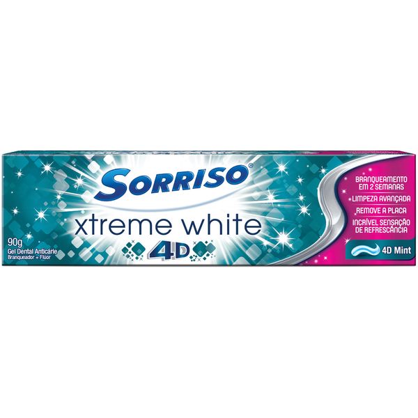Gel Dental Sorriso Xtreme White 4d 90g Branqueador + Fluir