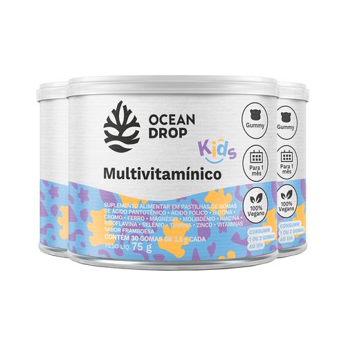 Kit 3 Multivitamínico Kids Ocean Drop Vegano 30 Gomas Kit 3 Multivitamínico Kids Ocean Drop Vegano 30 Gomas