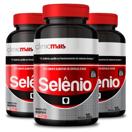 Kit 3 Selênio ClinicMais 60 Cápsulas 500 mg