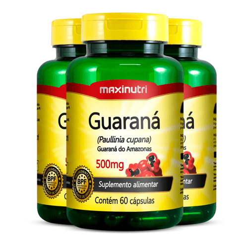 Kit 3 Guaraná 500mg Maxinutri 60 Cápsulas Kit 3 Guaraná 500mg Maxinutri 60 Cápsulas