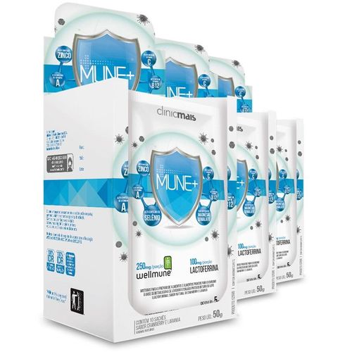 Kit 3 Mune + ClinicMais Wellmune Cranberry Laranja 10 Sachês
