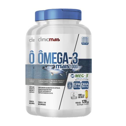 Kit 2 Ômega 3 Mais 1000mg ClinicMais 90 Cápsulas Kit 2 Ômega 3 Mais 1000mg ClinicMais 90 Cápsulas