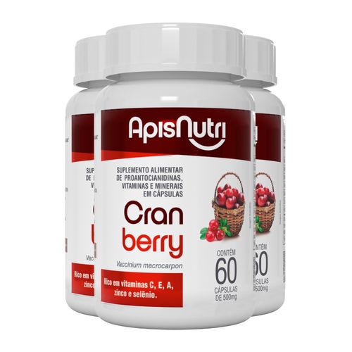 Kit 3 Cranberry Apisnutri 60 cápsulas