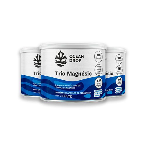 Kit 3 Trio Magnésio 60 Cápsulas Ocean Drop Kit 3 Trio Magnésio 60 Cápsulas Ocean Drop