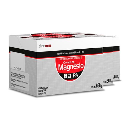 Kit 3 Cloreto de Magnésio P.A ClinicMais 20 Sachês#####