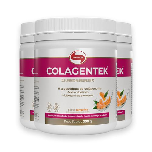 Kit 3 Colagentek Vitafor 300g Tangerina