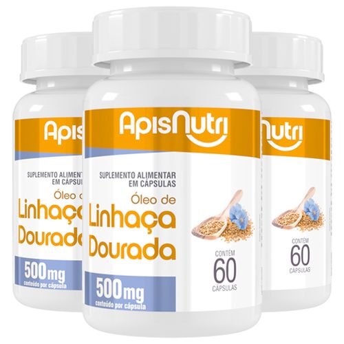 Kit 3 Óleo de Linhaça Apisnutri 60 Cápsulas Kit 3 Óleo de Linhaça Apisnutri 60 Cápsulas