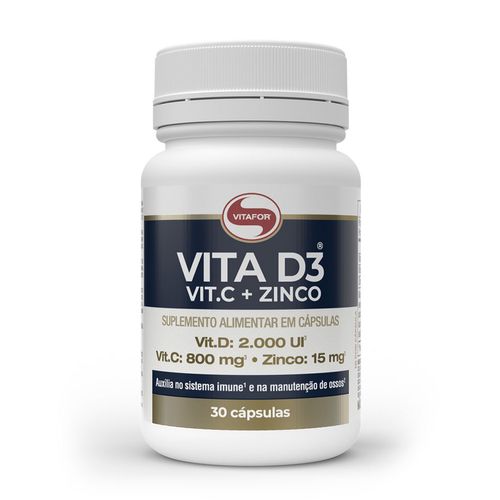 Vita D3 + C + Zinco Vitafor 30 Cápsulas Vita D3 + C + Zinco Vitafor 30 Cápsulas