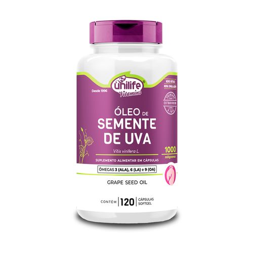 Óleo de Semente de Uva Unilife 120 Cápsulas 1000mg