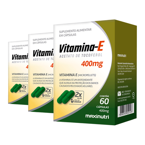 Kit 3 Vitamina E 400mg Maxinutri 60 Cápsulas Kit 3 Vitamina E 400mg Maxinutri 60 Cápsulas
