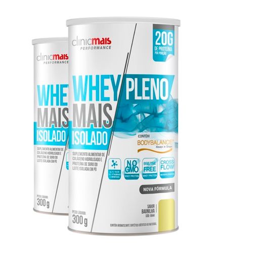 Kit 2 Whey Protein Isolado Clinicmais Pleno Baunilha 300g