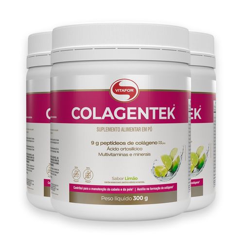 Kit 3 Colagentek Vitafor 300g Limão Kit 3 Colagentek Vitafor 300g Limão