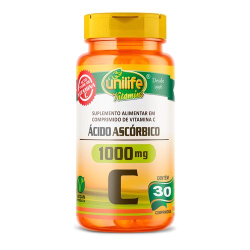 Ácido Ascórbico Vitamina C Unilife 30 comprimidos