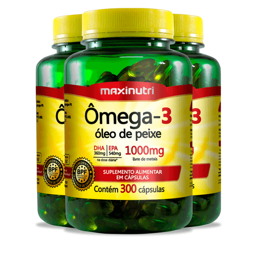 Kit 3 Ômega 3 1000mg Maxinutri 300 Cápsulas Kit 3 Ômega 3 1000mg Maxinutri 300 Cápsulas