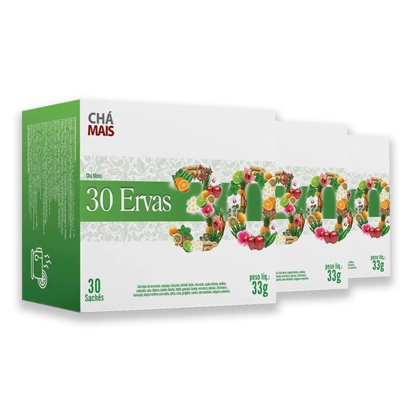 Kit 3 Chá Misto 30 Ervas Flores e Frutas CháMais 30 Sachês