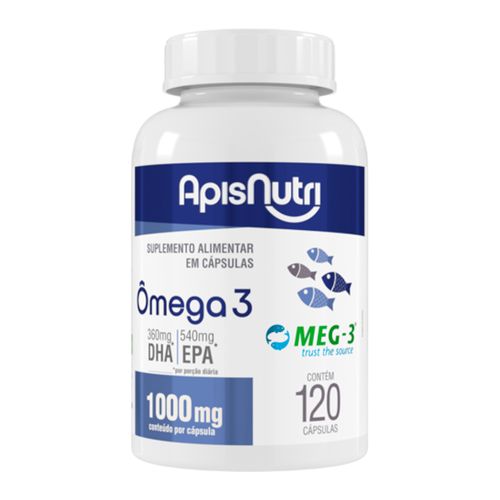Ômega 3 Óleo de Peixe 1000mg Apisnutri 120 cápsulas Ômega 3 Óleo de Peixe 1000mg Apisnutri 120 cápsulas