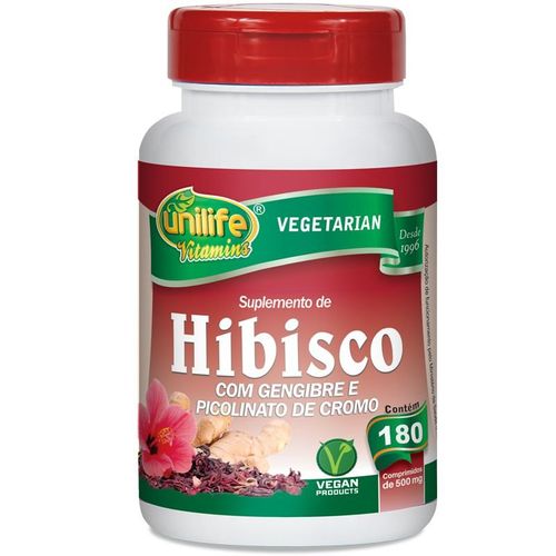 Hibisco com Gengibre 180 comprimidos Unilife Hibisco com Gengibre 180 comprimidos Unilife