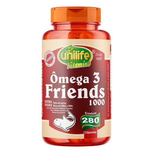 Ômega 3 Friends 1200mg óleo de Peixe 280 cápsulas Unilife Ômega 3 Friends 1200mg óleo de Peixe 280 cápsulas Unilife
