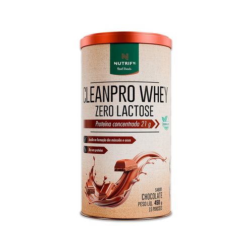 CleanPro Whey Chocolate Sem Lactose Nutrify 450g CleanPro Whey Chocolate Sem Lactose Nutrify 450g
