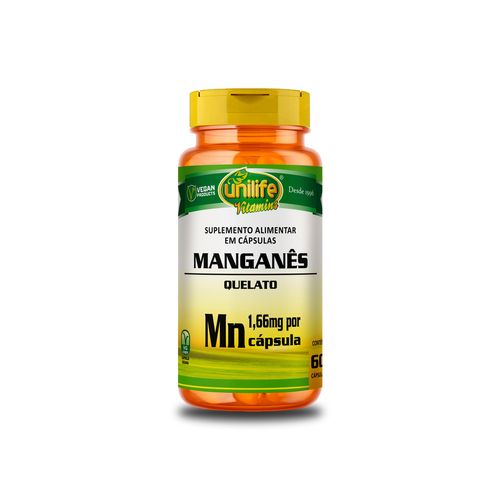 Manganês Quelato MN 60 cápsulas Unilife
