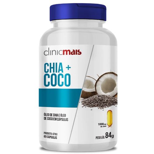 Óleo de chia + Óleo de Coco 1g ClinicMais 60 Cápsulas
