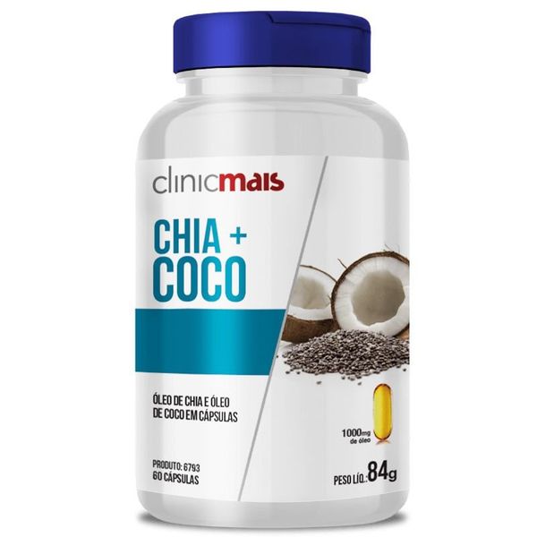 Óleo de chia + Óleo de Coco 1g ClinicMais 60 Cápsulas