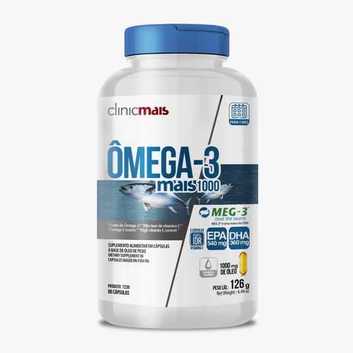 Ômega 3 Mais 1000mg ClinicMais 90 Cápsulas Ômega 3 Mais 1000mg ClinicMais 90 Cápsulas