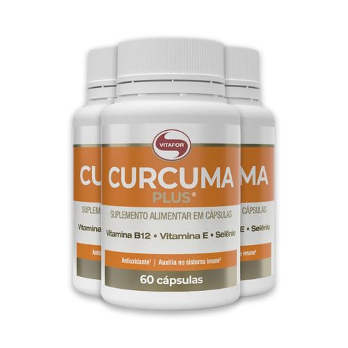 Kit 3 Curcuma Plus Vitafor 130mg 60 Cápsulas Kit 3 Curcuma Plus Vitafor 130mg 60 Cápsulas