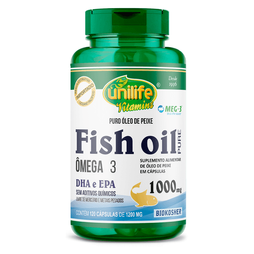 Ômega 3 Fish oil pure Unilife 120 capsulas 1000mg