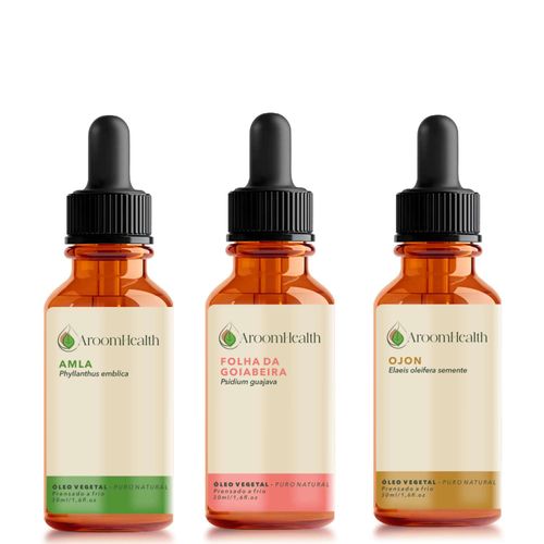 Kit de óleos Amla , Folha da Goiabeira e semente de Ojon - 30ml cada Kit de óleos Amla , Folha da Goiabeira e semente de Ojon - 30ml cada