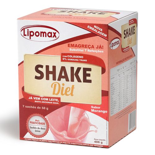 Lipomax Shake Diet Morango 58g 7 Sachês Lipomax Shake Diet Morango 58g 7 Sachês