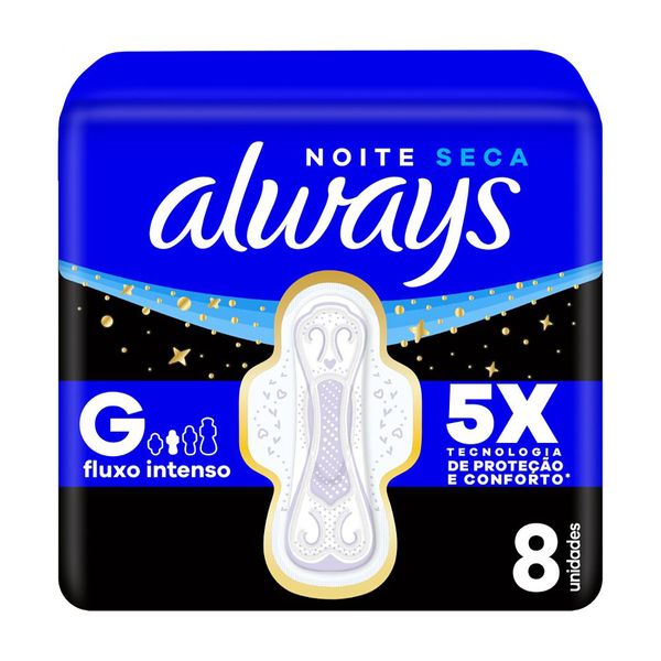 Absorvente Always Noite Seca com Abas 8 Unidades